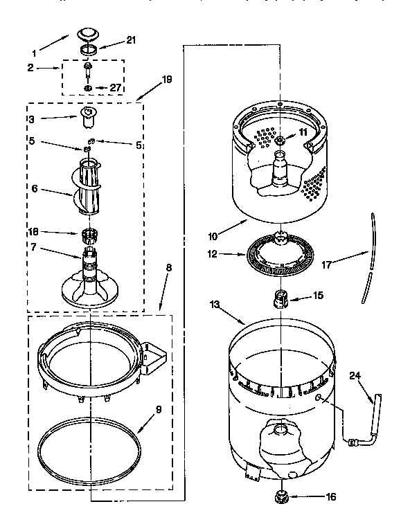 Agitator, basket & tub