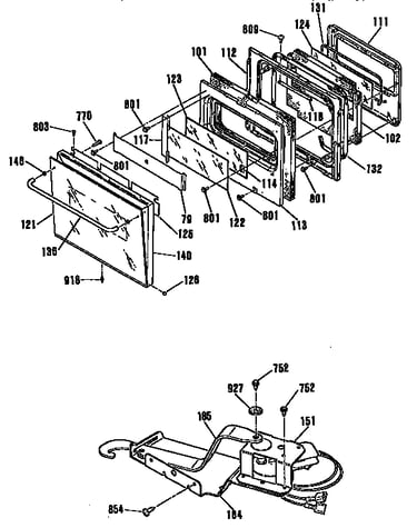 Oven door and lock