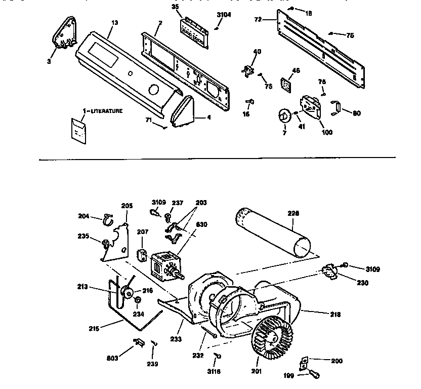 BACKSPLASH,BLOWER&DRIVE ASSEMBLY