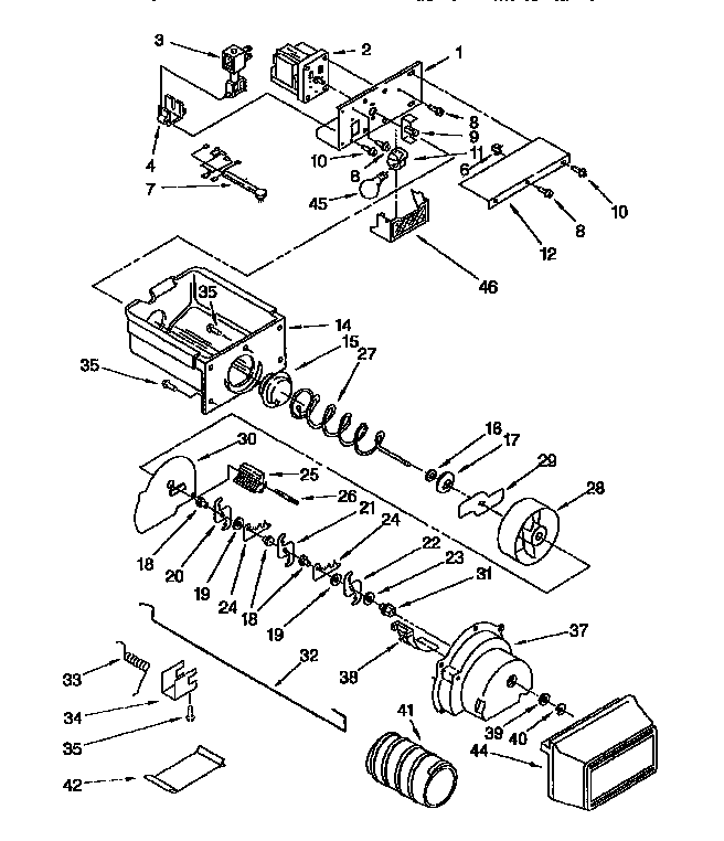 Motor and ice container