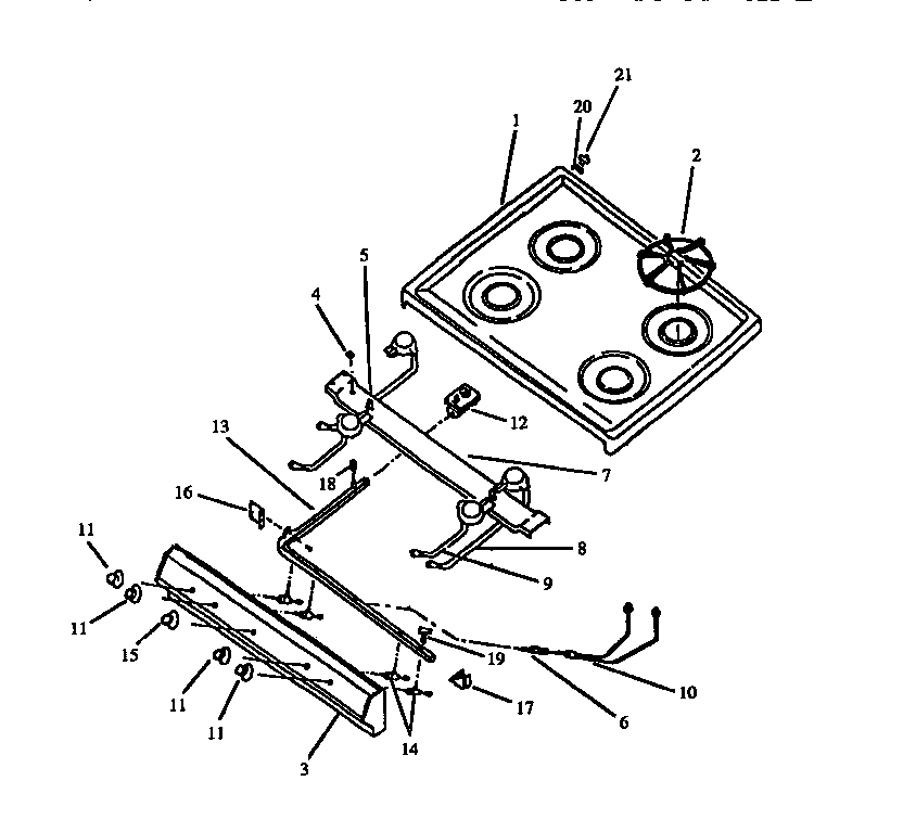 Top&top burner assy w/o spark