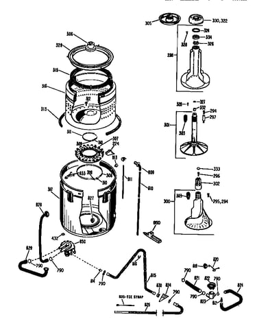 Tub, basket and agitator