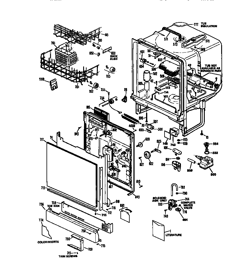 TUB AND DOOR ASSEMBLY