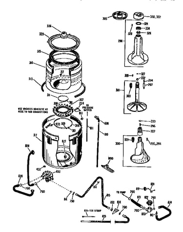 Tub, basket and agitator