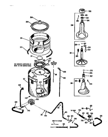 Tub, basket and agitator