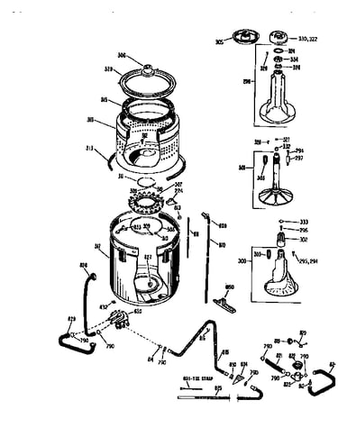 Tub, basket and agitator