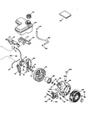 Fuel tank and flywheel assembly