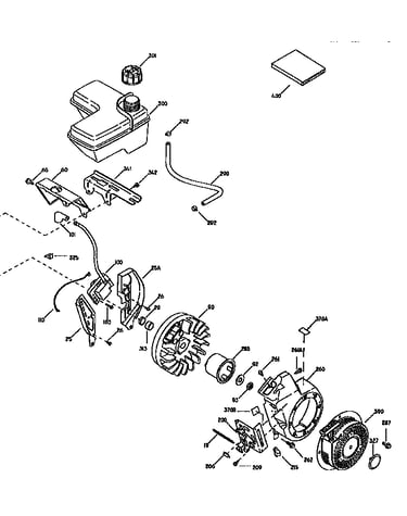 Fuel tank and flywheel assembly