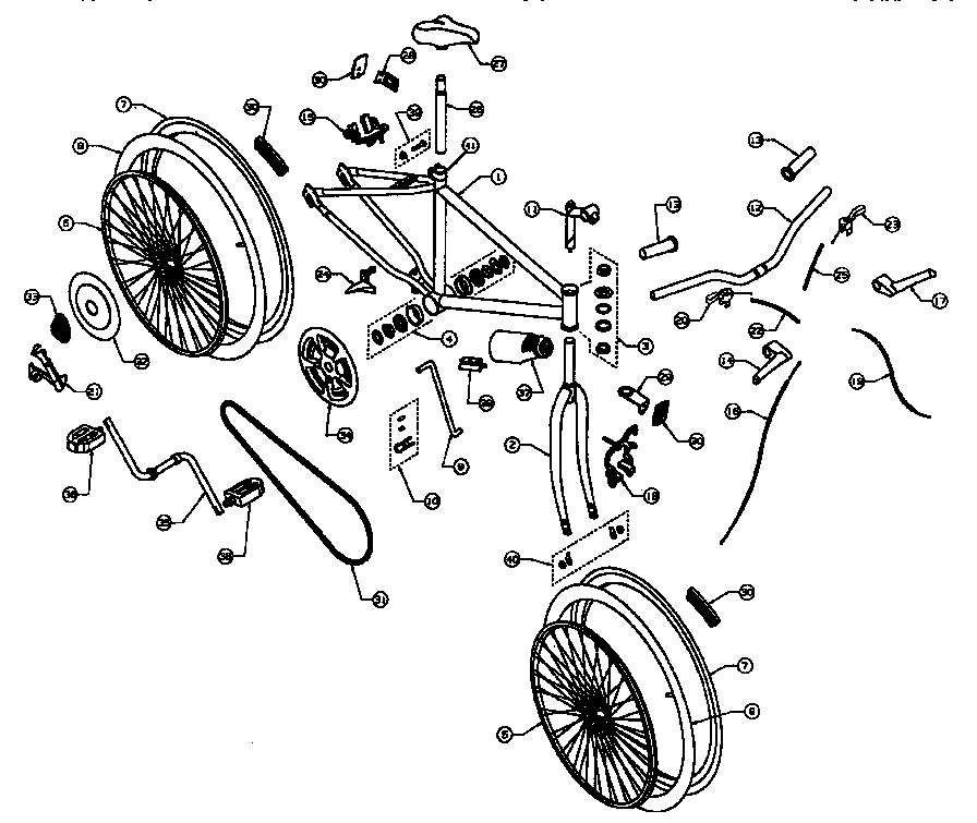 Frame and wheel asm.