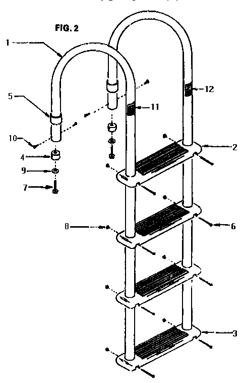 Swimming pool ladder assembly
