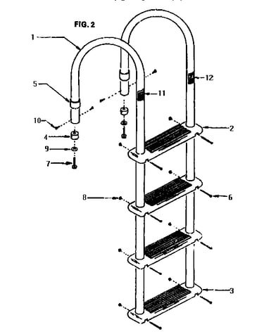 Swimming pool ladder assembly