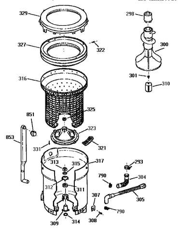 Tub, basket and agitator