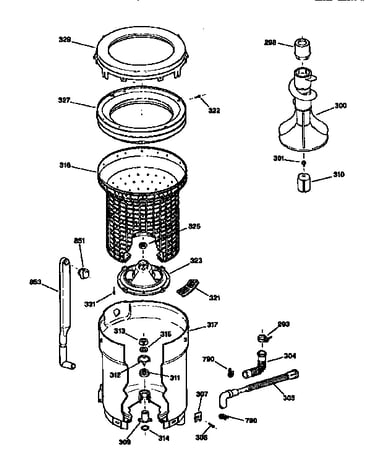 Tub, basket and agitator