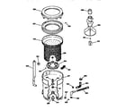 GE WNXR2100T2AA tub, basket and agitator diagram