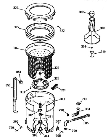 Tub, basket and agitator