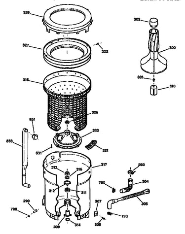 Tub, basket and agitator