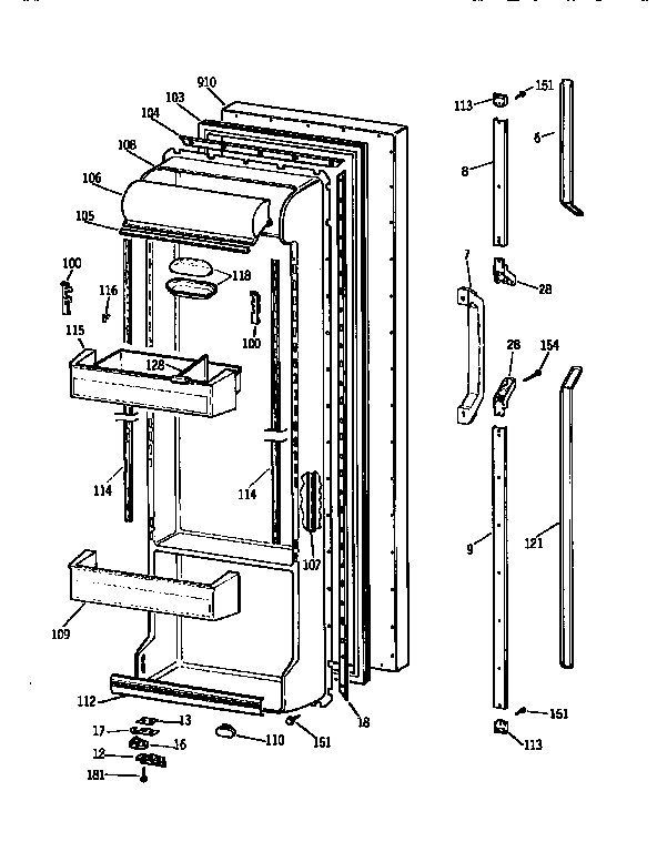 Fresh food door assembly