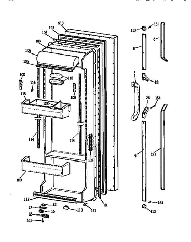 Fresh food door assembly