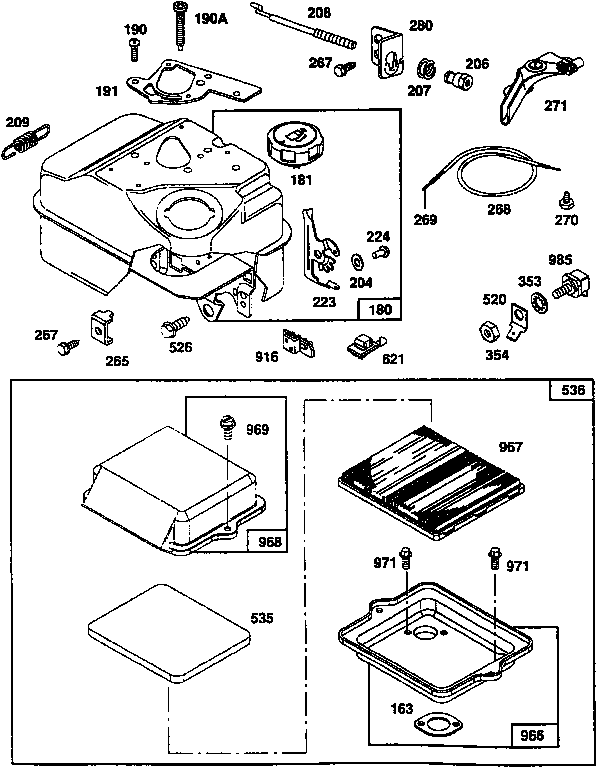 Air cleaner and fuel tank assembly