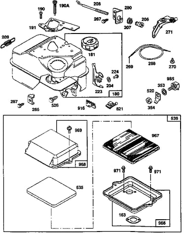 Air cleaner and fuel tank assembly