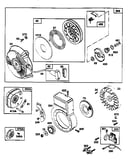 Rewind starter and flywheel assembly