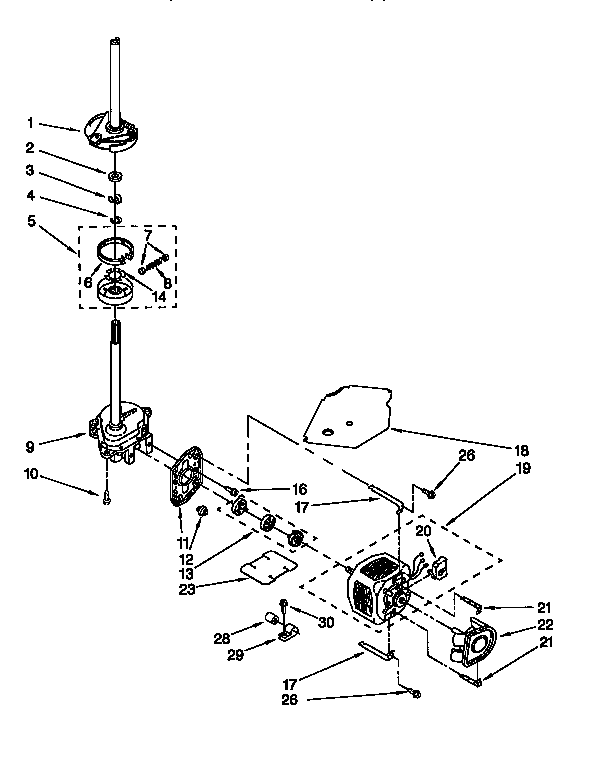 Gearcase, motor & pump