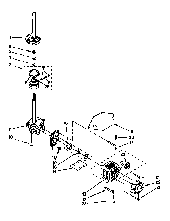 Brake, clutch, gearcase, motor