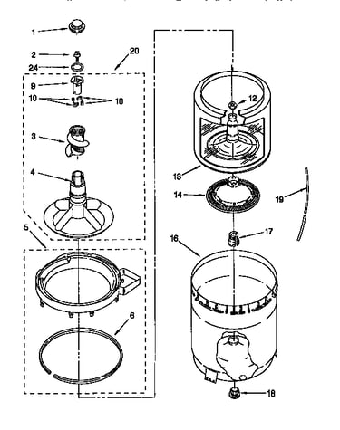 Agitator, basket and tub