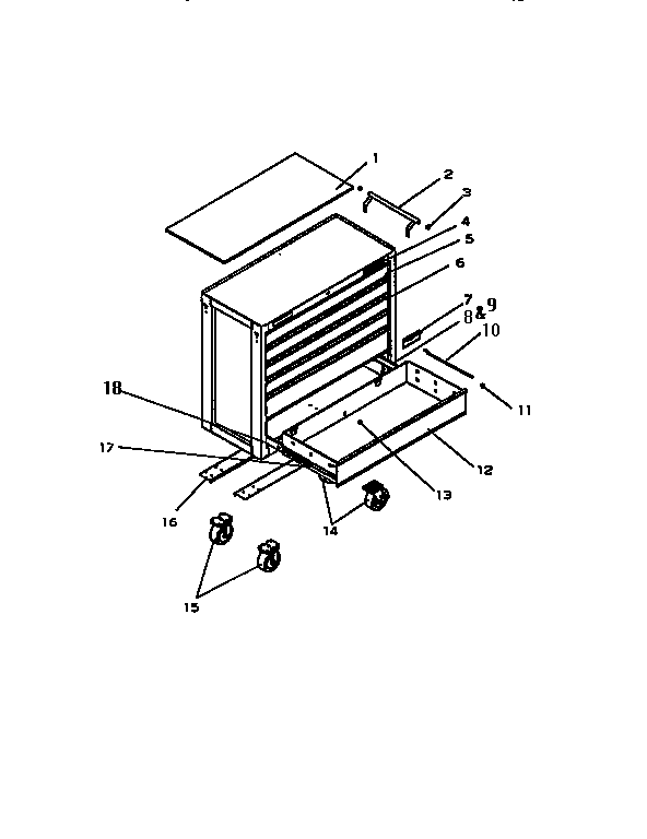 6 drawer tool cart