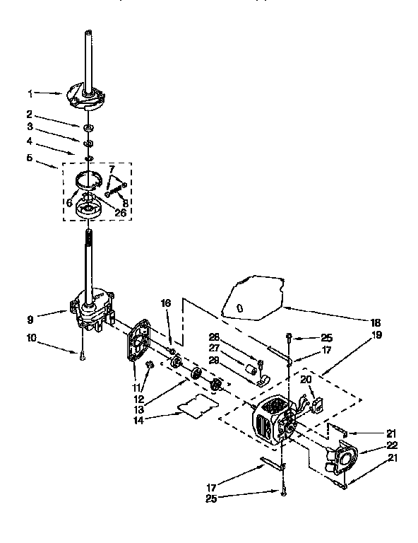 Gearcase, motor and pump