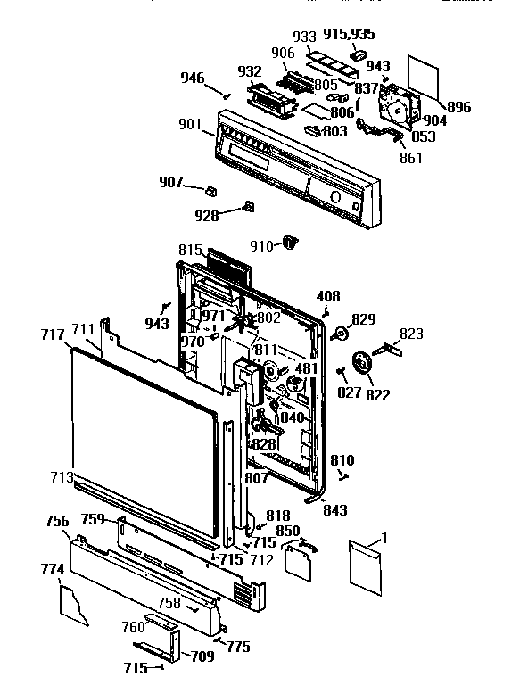 Escutcheon and door assy.