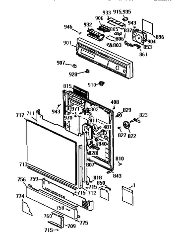 Escutcheon and door assy.