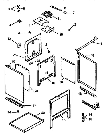 Main top and oven assembly