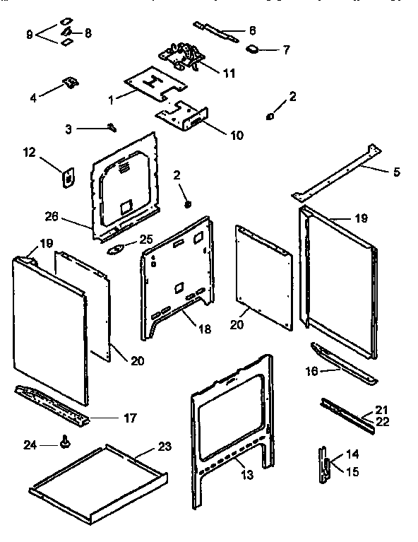 Main top and oven assembly