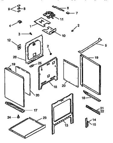 Main top and oven assembly