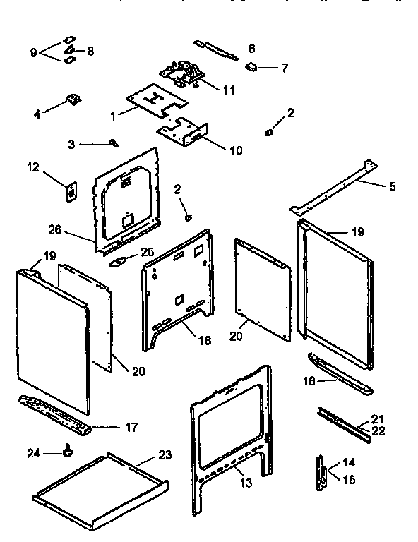 Main top and oven assembly