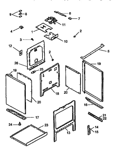 Main top and oven assembly