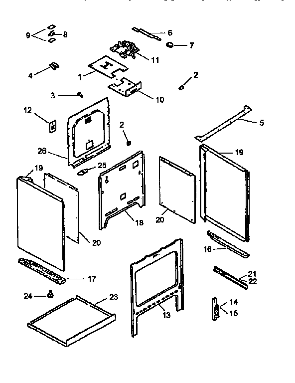 Main top and oven assembly