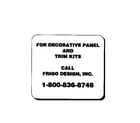 Kenmore 3639651511 decorative panel and trim kits diagram