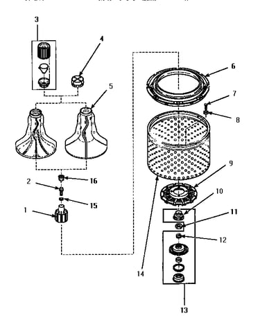 Agitator, washtub & hub
