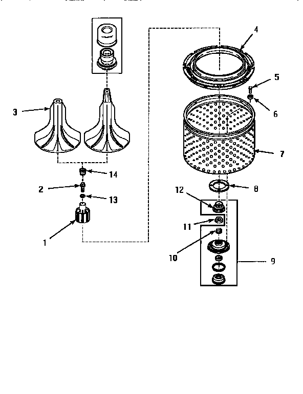Agitator, washtub & hub