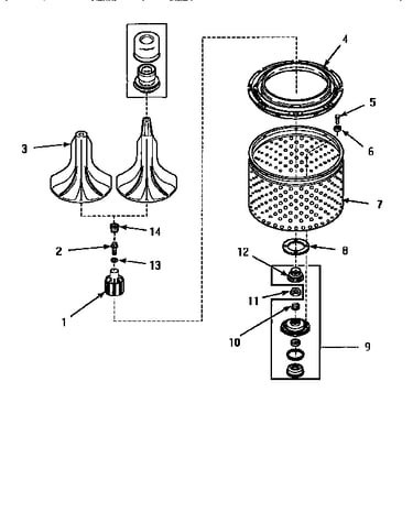Agitator, washtub & hub