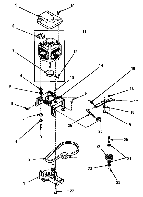 Motor, pump & idler assembly