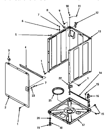 Front panel, base & cabinet assy