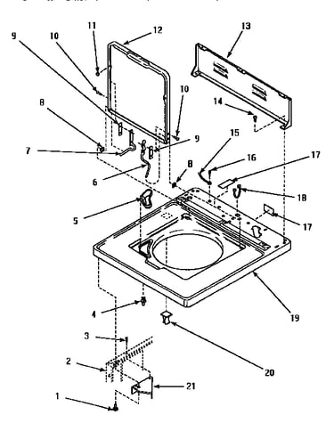 Cabinet top, door & c.h. rear panel