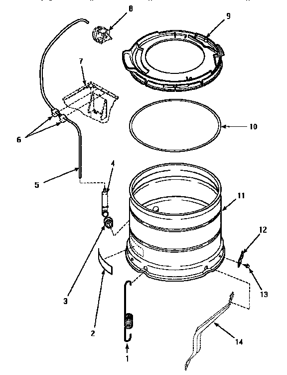 Outer tub & pressure hose