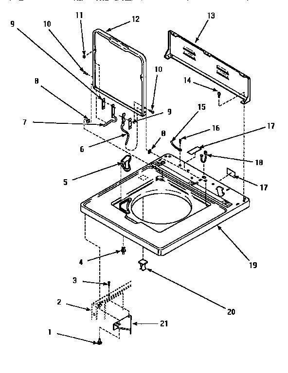 Cabinet top, door & c.h. rear panel