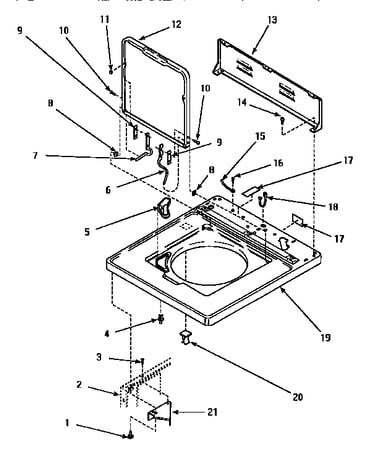 Cabinet top, door & c.h. rear panel