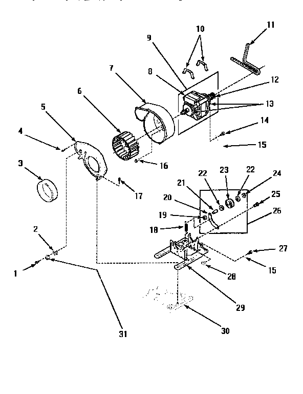 Motor, exhaust fan & belt