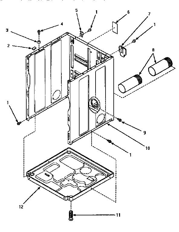 Cabinet, exhaust duct & base